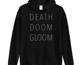 Gothic Hoodie Hooded Sweatshirt |  | Nu goth Tumblr aesthetic Gothic clothing Soft grunge Dark humor Emo | Death Doom Gloom