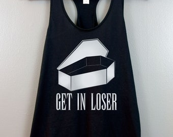 Pastel goth Womens Racerback Tank Top Shirt | Nu goth Tumblr aesthetic Gothic clothing Soft grunge Dark humor Emo Mean Girls | Get in Loser