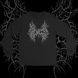 Death Punk Langarm Shirt: Black Metal Style (Classic Fit Unisex) | Schwarzer Kaffee