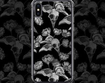 Gothic iPhone 7 8 11 12 13 14 pro plus SE X XS Max XR case | Witchy Pastel goth Nu goth Skull Tumblr aesthetic Alternative | Skullflower
