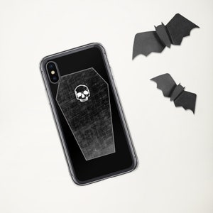iPhone 7 8 11 12 13 14 pro plus SE X XS Max XR case Nu Gothic Pastel Goth Skull Occult Soft grunge Minimal Because Skulls Coffin Logo iPhone X/XS