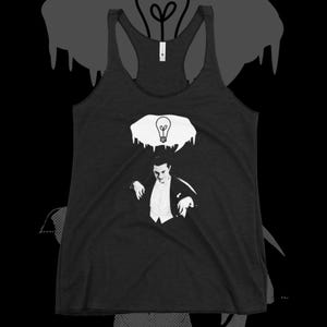 Classic Horror Womens Racerback Tank Top Shirt | Gothic Bela Lugosi Dracula Nu Pastel Soft grunge Goth Lowbrow | Bela&#39;s Bright Idea