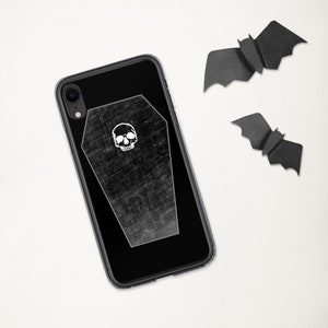 iPhone 7 8 11 12 13 14 pro plus SE X XS Max XR case Nu Gothic Pastel Goth Skull Occult Soft grunge Minimal Because Skulls Coffin Logo iPhone XR