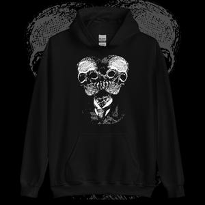 Sudadera con capucha de calaveras siamesas / Sudadera gótica ocultista