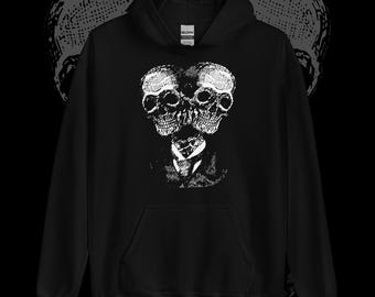 Siamesische Schädel Hoodie | Gothic Okkultes Sweatshirt
