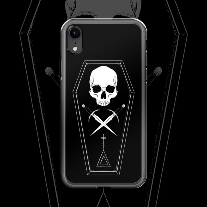 Funda para iPhone del Club de Ataúdes Ocultos: Diseño de calavera gótica imagen 2