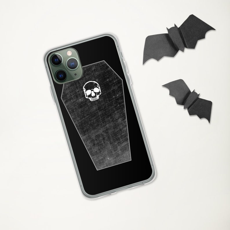 iPhone 7 8 11 12 13 14 pro plus SE X XS Max XR case Nu Gothic Pastel Goth Skull Occult Soft grunge Minimal Because Skulls Coffin Logo iPhone 11 Pro