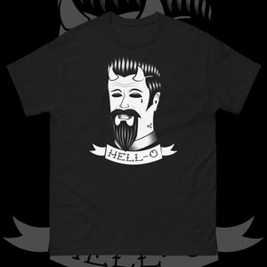 Tattoo Flash Short-Sleeve T Shirt | Nu goth Tumblr aesthetic Sailor jerry Gothic clothing Lowbrow Gentleman devil Hell Punk Rock | Hell-o