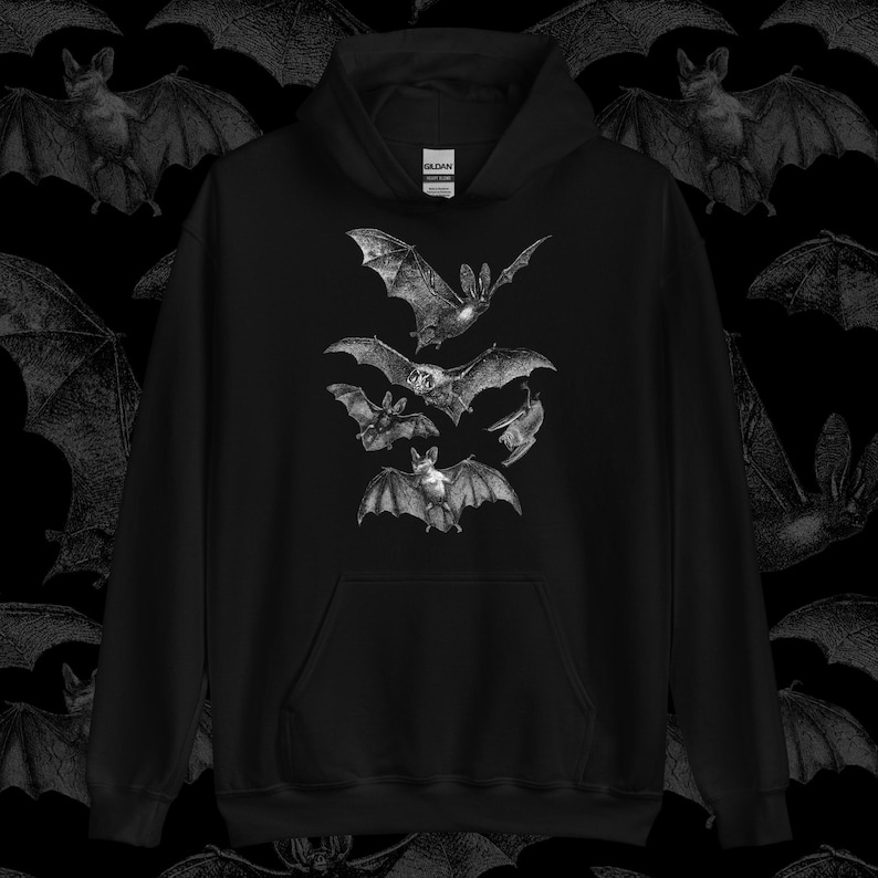 Witchy Gothic Kapuzenpullover, Grunge Style (Unisex S-XL) | Lass die Fledermäuse los Bild 1