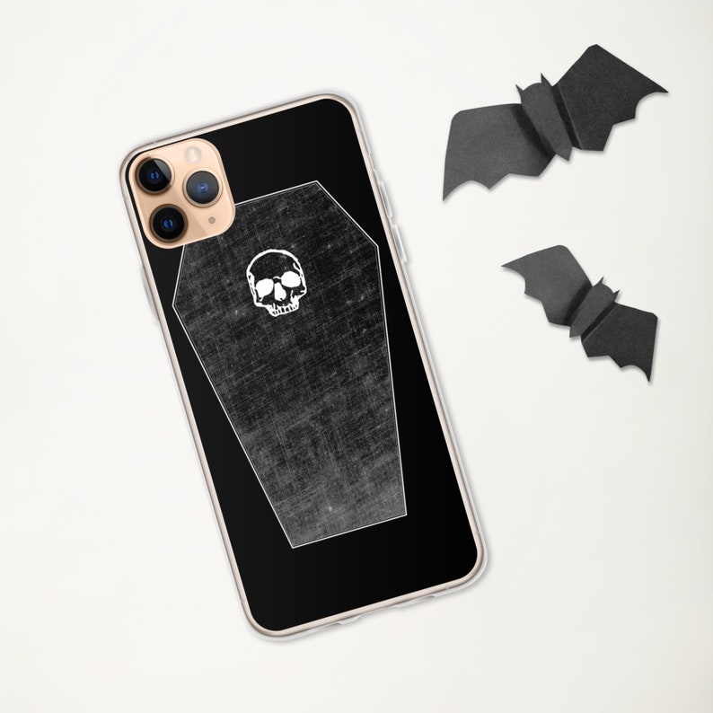 iPhone 7 8 11 12 13 14 pro plus SE X XS Max XR case Nu Gothic Pastel Goth Skull Occult Soft grunge Minimal Because Skulls Coffin Logo iPhone 11 Pro Max