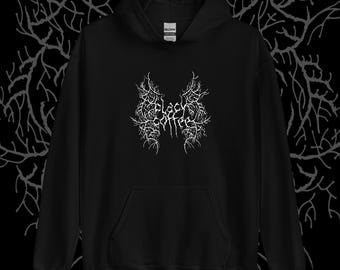 Nu Goth Black Metal Hoodie, Soft Cozy Sweatshirt (Unisex S-5XL) | Black Coffee