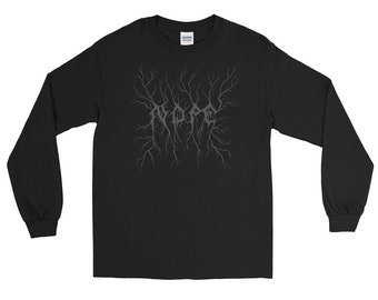 Black Metal Long Sleeve Shirt | Gothic Nu goth All Black Everything Black Metal clothing Soft grunge Murdered out | Nope