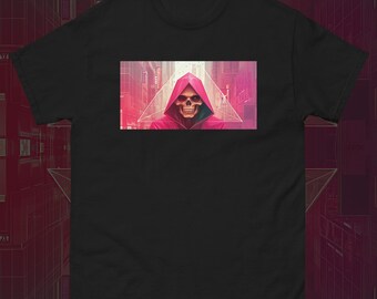 Gothic Cyberpunk Grim Reaper T-Shirt | Pastel Goth, Spooky Style | Cyber Reaper