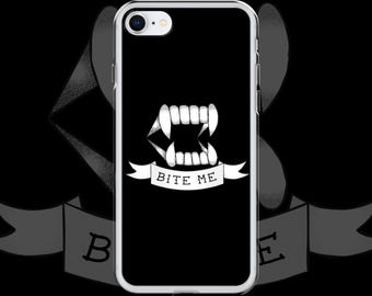 Tattoo Flash iPhone 7 8 11 12 13 14 pro plus SE X XS Max XR case | Nu goth Sailor jerry Vampire Teeth Gothic Tumblr aesthetic | Bite Me