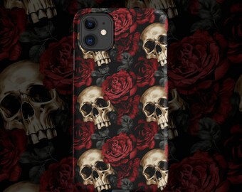 Gothic iPhone Case | Dark Floral Phone Cover | Skull & Roses
