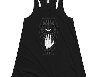 Gothic Womens Racerback Tank Top Shirt | Occult Nu goth Pastel goth Tumblr aesthetic Dark Esoteric Line art Tattoo | Coffin Club