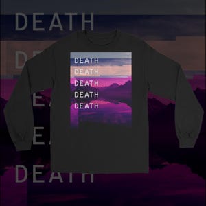 Vaporwave Long Sleeve T Shirt | Cyberpunk Aesthetic clothing Glitch art Soft grunge Pastel goth 90s Retro Tumblr | Death Death Death Death