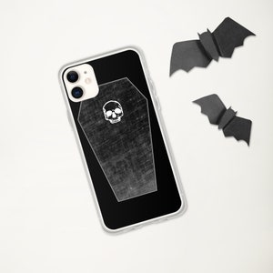 iPhone 7 8 11 12 13 14 pro plus SE X XS Max XR case Nu Gothic Pastel Goth Skull Occult Soft grunge Minimal Because Skulls Coffin Logo iPhone 11