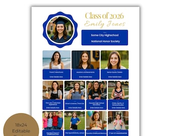 Editable Senior Graduation Milestone Poster Bundle - Canva Template (Digital Download)