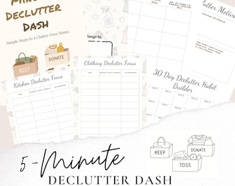 Cahier d'exercices du défi Désencombrement | Réinitialisation minimaliste de 7 jours + calendrier de désencombrement de 30 jours + nettoyage de placard en prime
