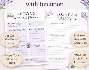 Reflectiebladen voor het slapengaan: afdrukbare pagina's voor avondmindfulness (pdf-download)