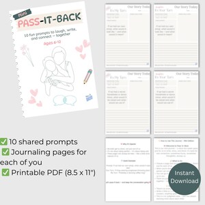 Minidiario de intercambio / Ideas para padres e hijos / De 6 a 12 años / Actividad de conexión imprimible / Diario de intercambio