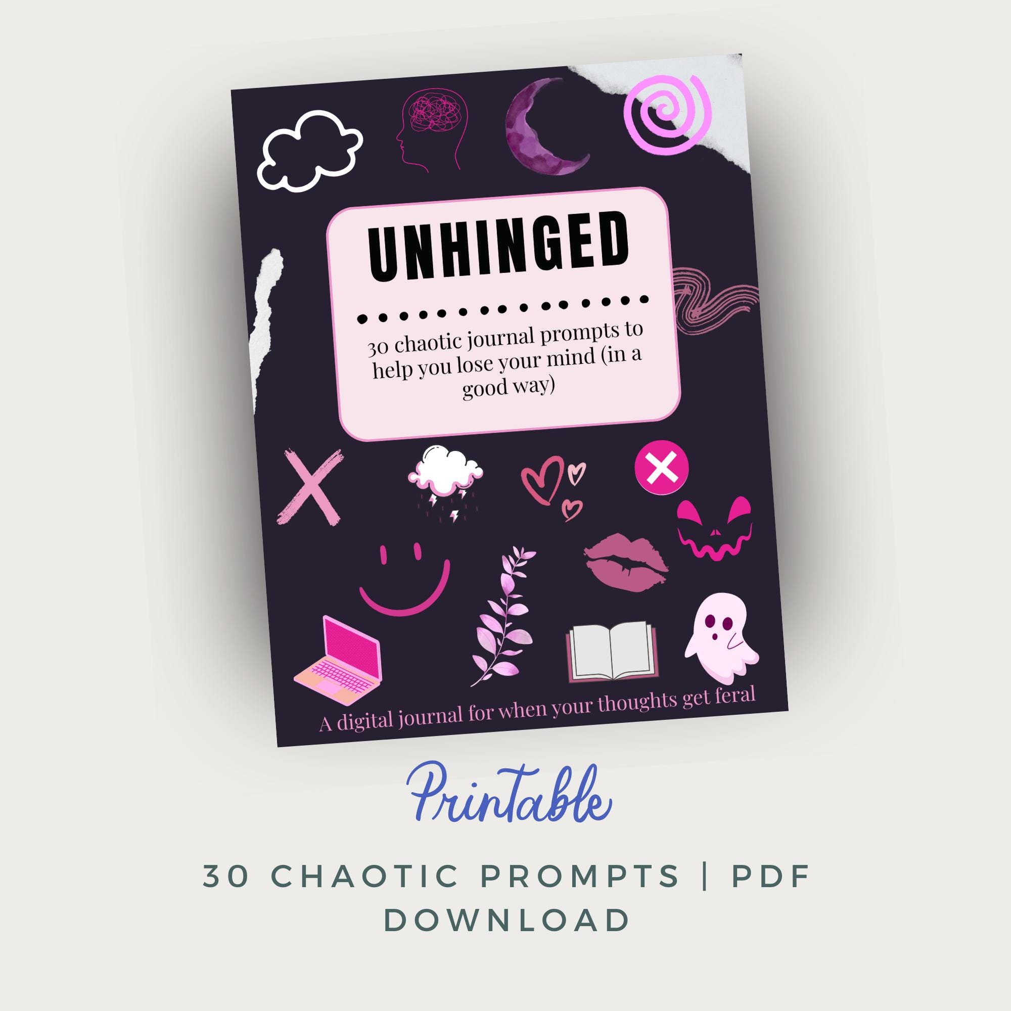 Unhinged Printable Journal: Chaotic Self-reflection Prompts (PDF ...