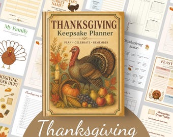 Thanksgiving Family Keepsake Binder Printable PDF | Holiday Planner, Recipe cards, Games & Activities