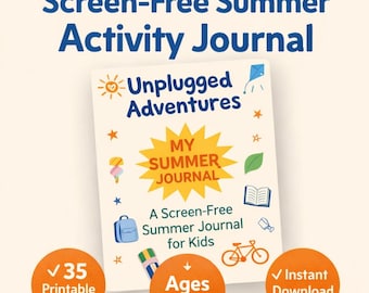 Afdrukbaar zomeractiviteitendagboek voor kinderen | Games zonder scherm, printbaar voor reizen en roadtrips (pdf)
