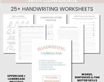 Werkboek handschriftoefening voor volwassenen — Herstel van beroertes, fijne motoriek en opnieuw leren schrijven | Afdrukbare pdf + bewerkbaar canvas