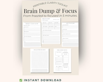 Mental Clarity Toolkit: Brain Dump & Focus Planner (afdrukbare pdf-pagina's)