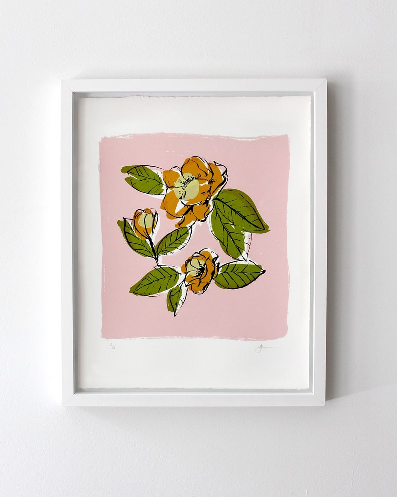 Magnolia Print Pink limited edition screen print image 1