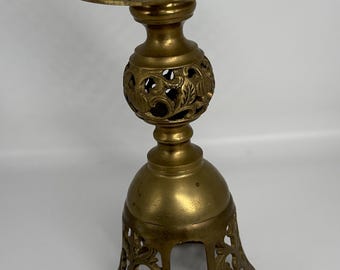 Portacandele modulare in ottone vintage, supporto a colonna convertibile