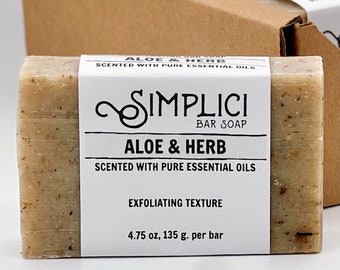 Exfoliating Aloe & Herb Bar Soap: Naturally Scented with Essential Oils, Palm Free