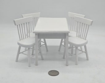 1/12 Scale Dollhouse Kitchen Table & 4 Chairs