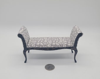 1/12 Scale Dollhouse Miniature Modern Chaise/Settee- Distressed with Modern Cushion