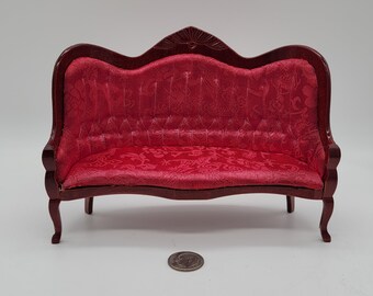 1/12 Scale Dollhouse Miniature Victorian Sofa- Red