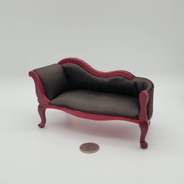 1/12 Scale Dollhouse Miniature Modern Chaise/Lounging Couch- Brown