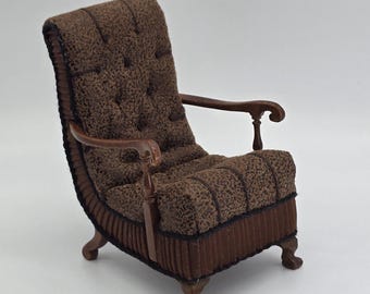 1/12 Scale Dollhouse Miniature Art Deco Armchair- Cloth Cushion