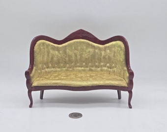 1/12 Scale Dollhouse Miniature Victorian Sofa- Gold-Yellow