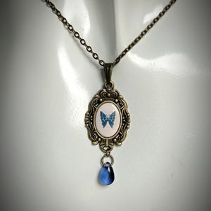 Butterfly cameo necklace, Vintage polymer clay necklace,boho necklace,Victorian  necklace,clay bohemian flower necklace,vintage,handmade