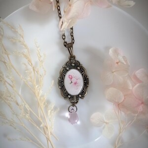 Vintage necklace, flowers Bohemian necklace,boho necklace,Victorian flowers necklace,clay Cameo flower necklace,vintage jewerly,handmade