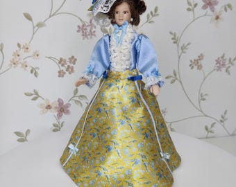 Dollhouse, 1:12 scale, miniature dress, 1/12 removable clothing, miniatures, skirt, blouse, and hat set