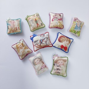 1/12 scale, dollhouse, cushions, handmade miniatures, 1:12 scale cushion, 1/12 th