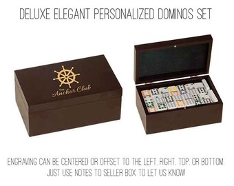 Dominos gift set, engraved dominos box set, dominos set, personalized dominos, personalized domino set, custom dominos, double 12 dominos