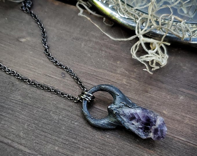 Chevron Amethyst Dark Copper Pendant