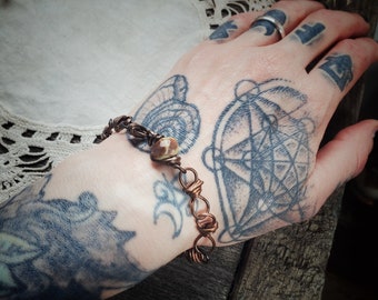 Agate & Copper Chain Link Bracelet *dark aesthetic jewelry *agate stone jewelry *witch aesthetics *pagan jewelry *whimsigoth