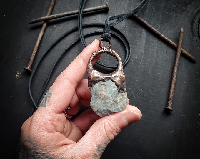Aquamarine Electroformed Necklace