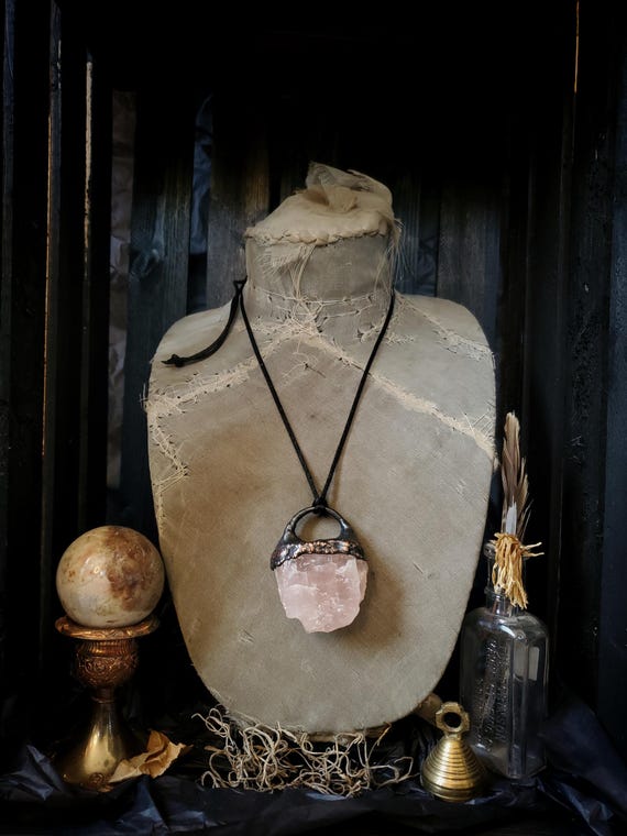 Rose Quartz Electroformed Necklace