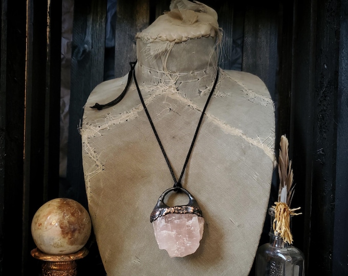 Rose Quartz Electroformed Necklace